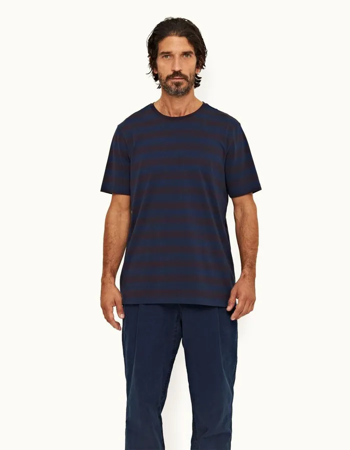 Men Orlebar Brown TShirts Nicolas Stripe Dark Sapphire Men Orlebar Brown TShirts Nicolas Stripe Dark Sapphire