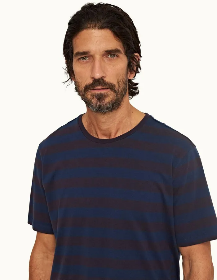 Men Orlebar Brown TShirts Nicolas Stripe Dark Sapphire Men Orlebar Brown TShirts Nicolas Stripe Dark Sapphire