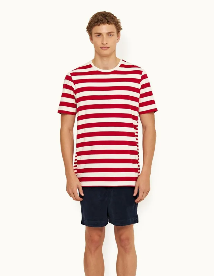 Men Orlebar Brown TShirts Nicolas Stripe Vermillion Men Orlebar Brown TShirts Nicolas Stripe Vermillion