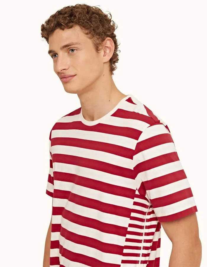 Men Orlebar Brown TShirts Nicolas Stripe Vermillion Men Orlebar Brown TShirts Nicolas Stripe Vermillion