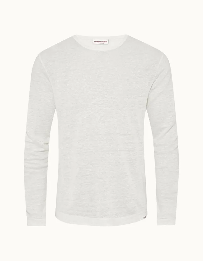 Men Orlebar Brown TShirts Ob Classic Linen Sea Mist