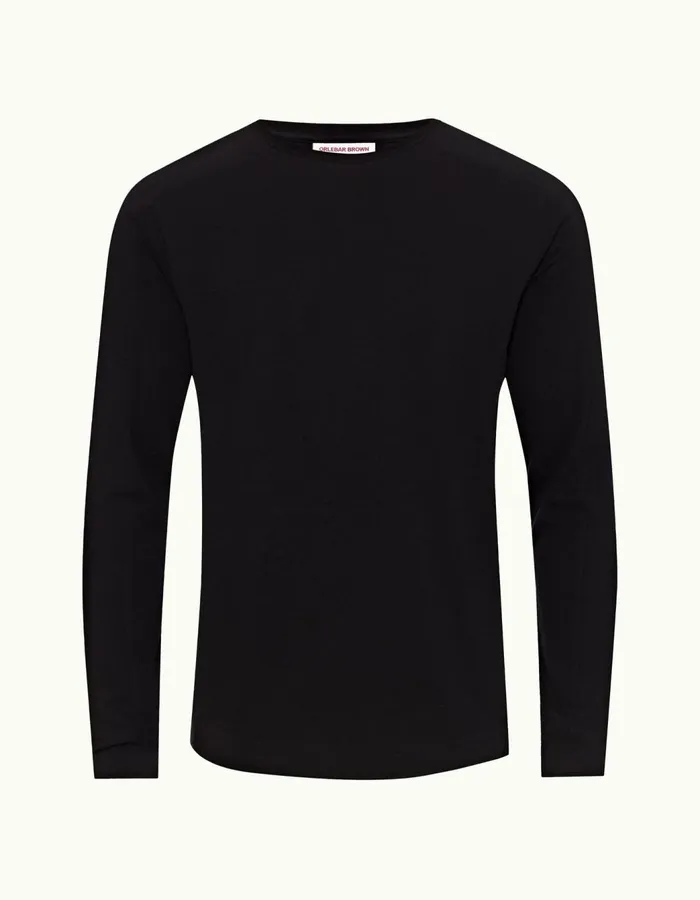 Men Orlebar Brown TShirts Ob Classic Tee Ice Wool Black