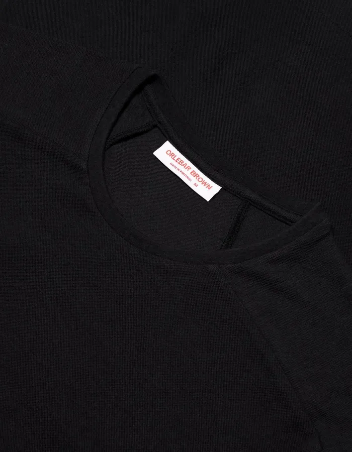 Men Orlebar Brown TShirts Ob Classic Tee Ice Wool Black