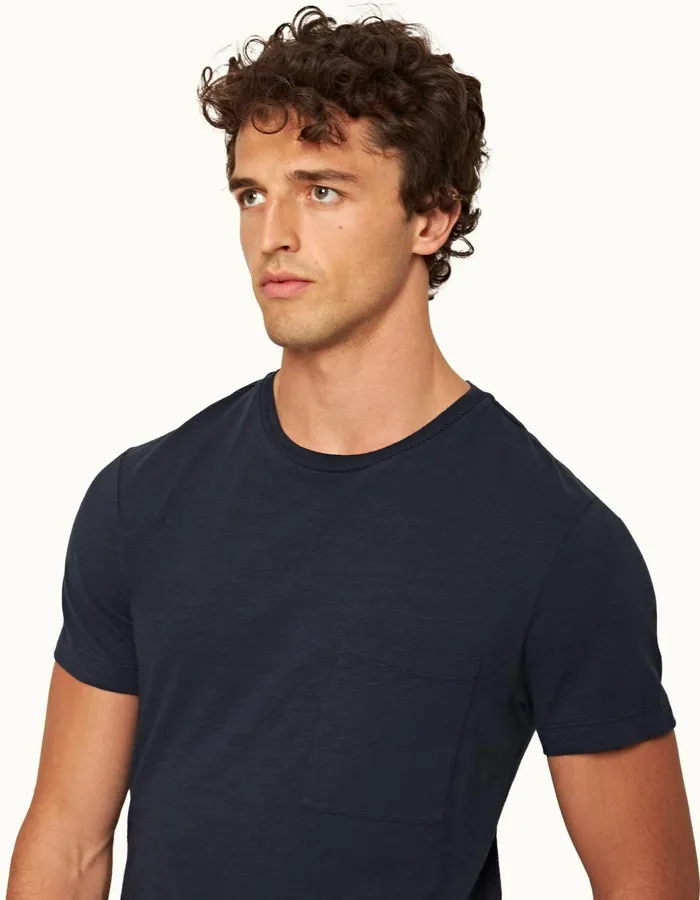 Men Orlebar Brown TShirts Ob Classic Tee Lagoon Blue