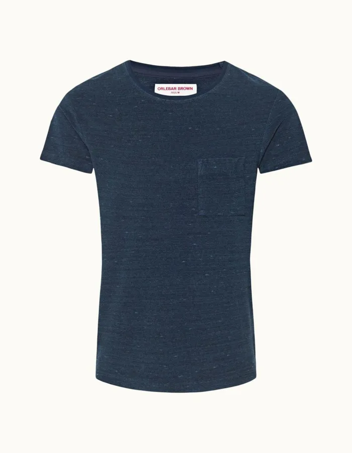 Men Orlebar Brown TShirts Ob Classic Towelling Indigo