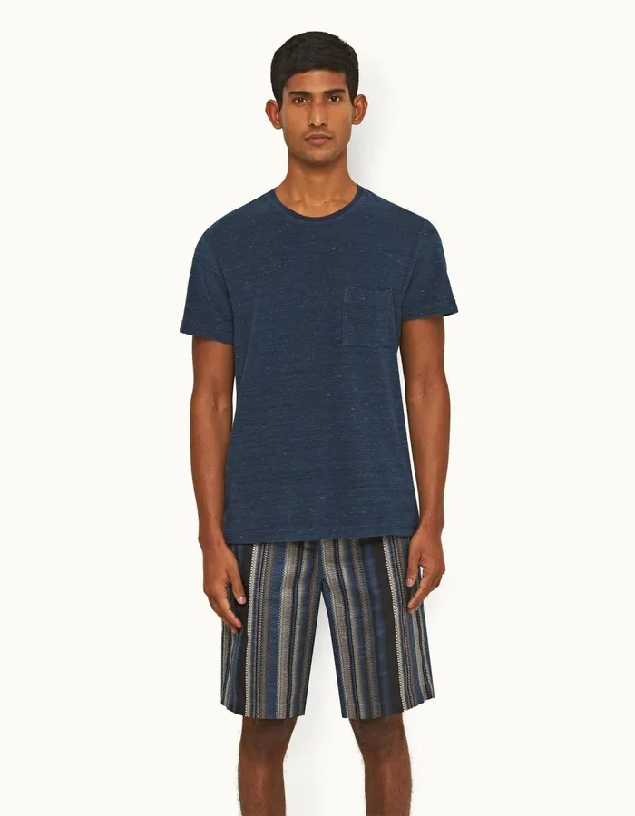 Men Orlebar Brown TShirts Ob Classic Towelling Indigo
