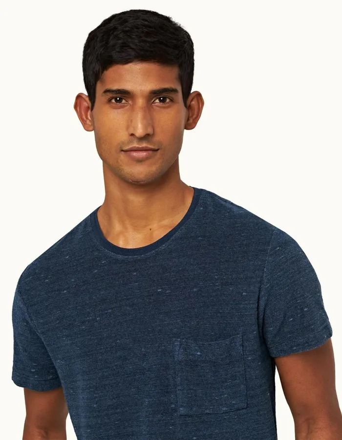 Men Orlebar Brown TShirts Ob Classic Towelling Indigo