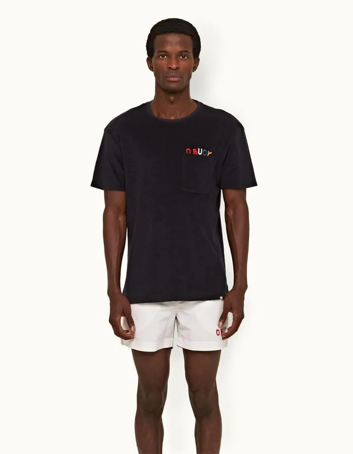 Men Orlebar Brown TShirts Ob Classic Towelling Night Iris