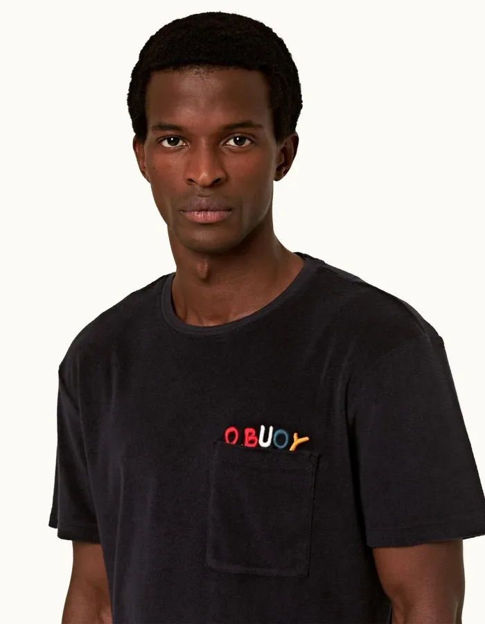 Men Orlebar Brown TShirts Ob Classic Towelling Night Iris