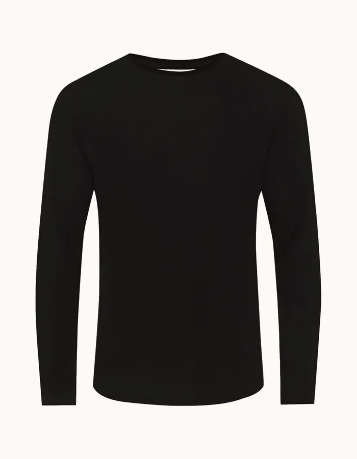 Men Orlebar Brown TShirts ObT Ice Wool Black