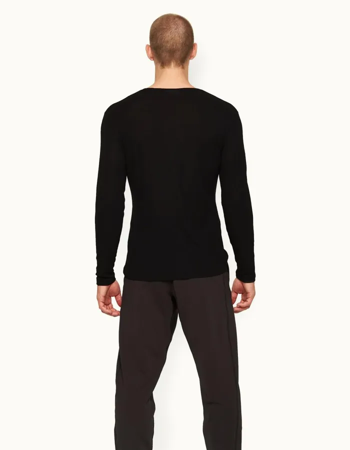 Men Orlebar Brown TShirts ObT Ice Wool Black
