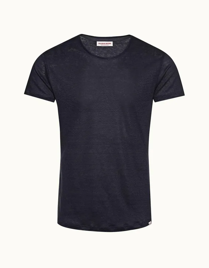 Men Orlebar Brown TShirts ObT Linen Navy