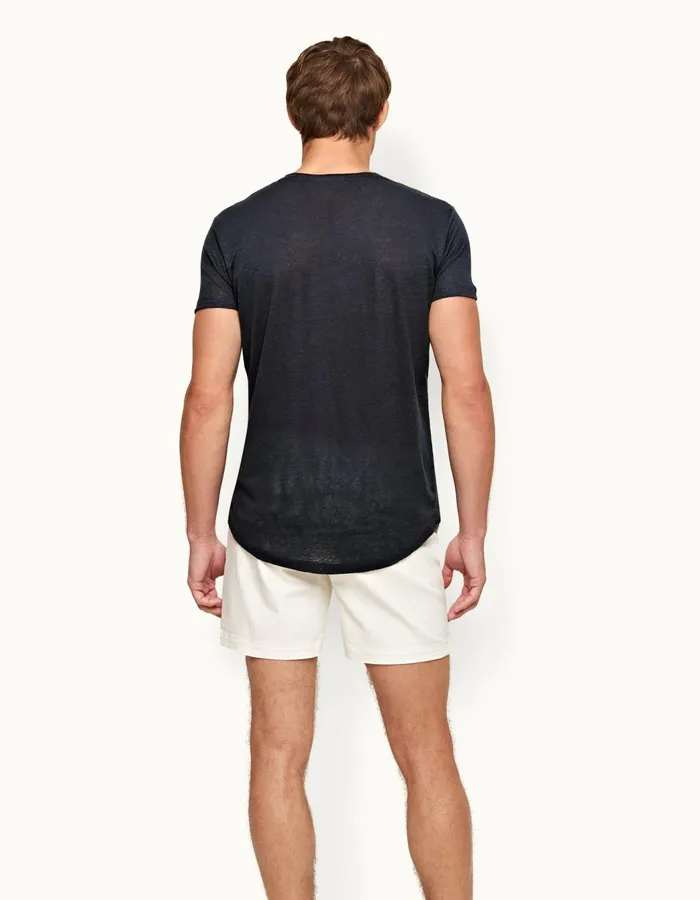 Men Orlebar Brown TShirts ObT Linen Navy