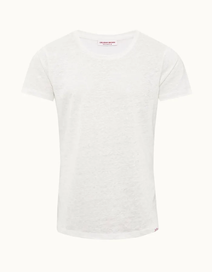 Men Orlebar Brown TShirts ObT Linen White Sand