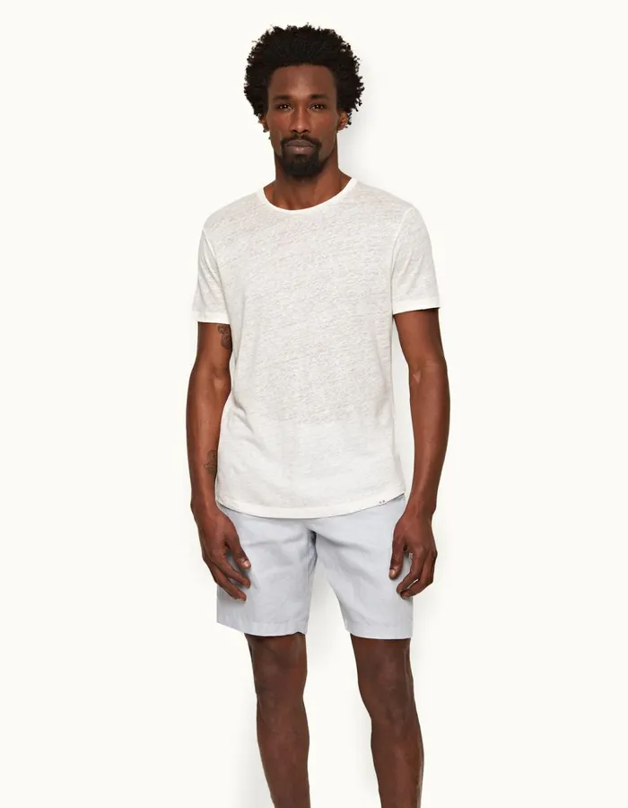 Men Orlebar Brown TShirts ObT Linen White Sand