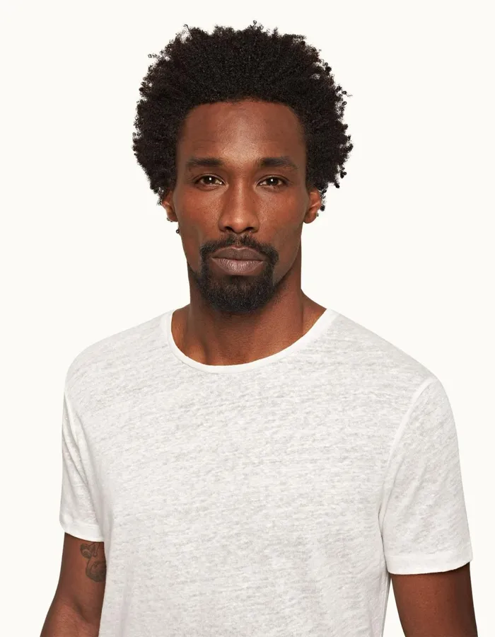 Men Orlebar Brown TShirts ObT Linen White Sand