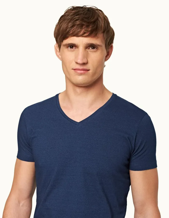 Men Orlebar Brown TShirts ObV Denim Pigment