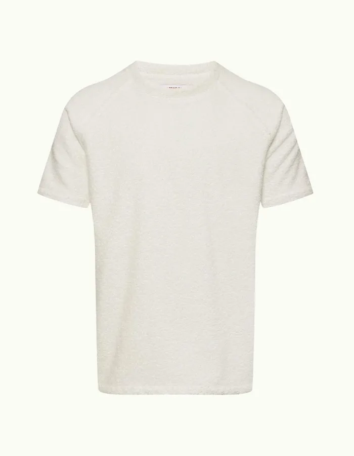 Men Orlebar Brown TShirts Roche Towelling White Sand