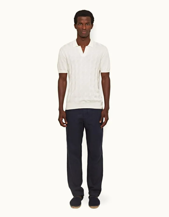 Men Orlebar Brown Trousers Cornell Linen Night Iris Men Orlebar Brown Trousers Cornell Linen Night Iris