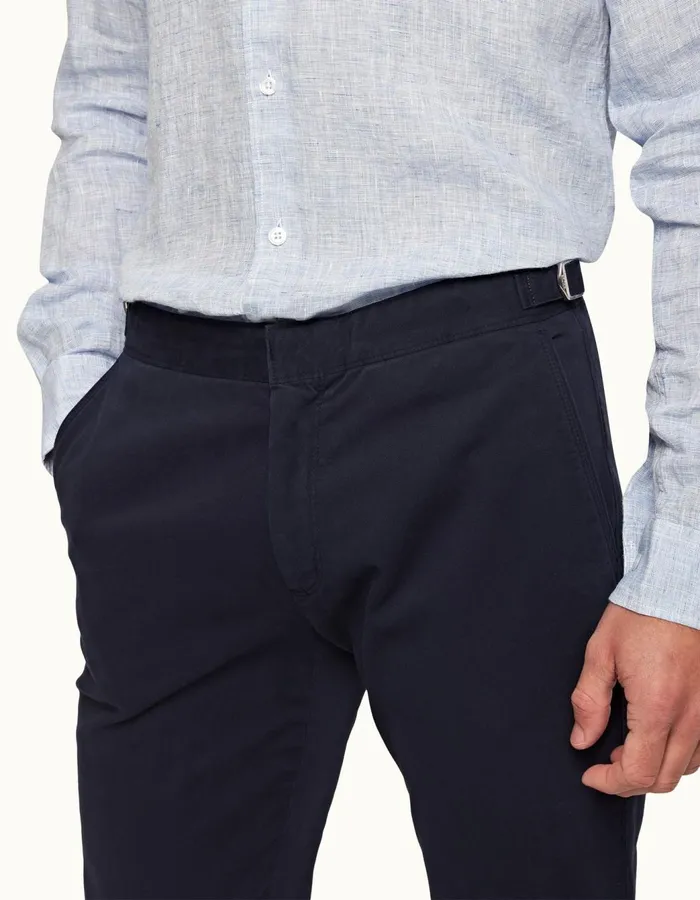 Men Orlebar Brown Trousers Fallon Stretch Dark Navy