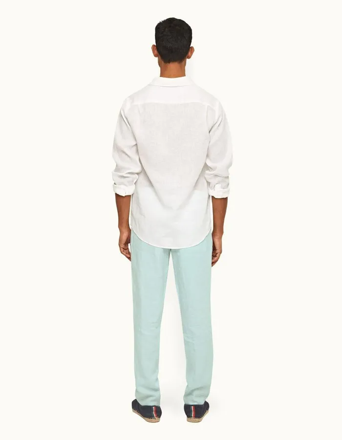 Men Orlebar Brown Trousers Griffon Linen Clear Sky