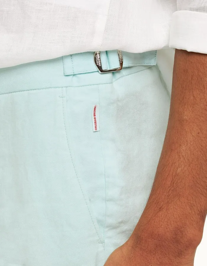 Men Orlebar Brown Trousers Griffon Linen Clear Sky