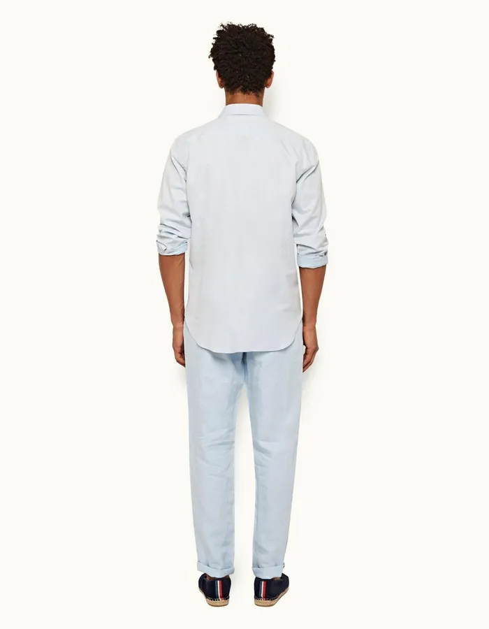 Men Orlebar Brown Trousers Griffon Linen Ice Blue
