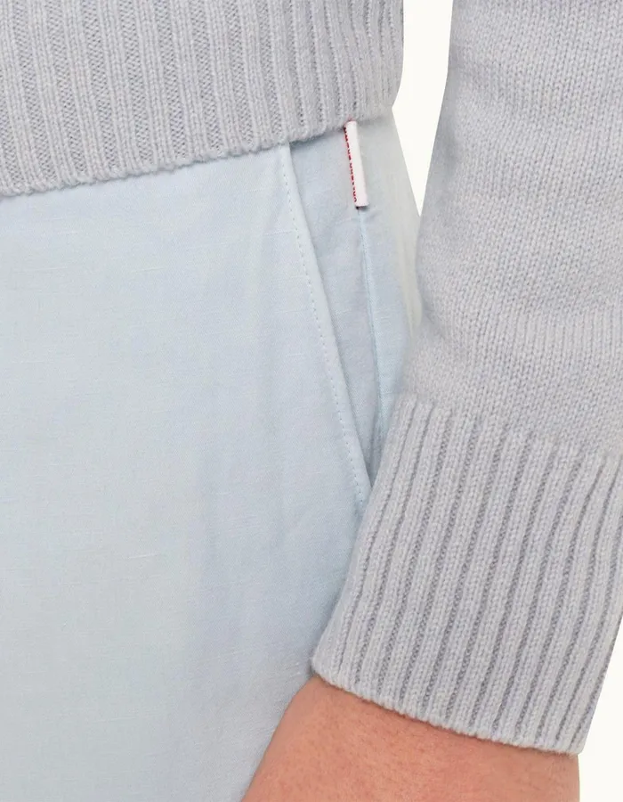 Men Orlebar Brown Trousers Griffon Linen Ice Blue