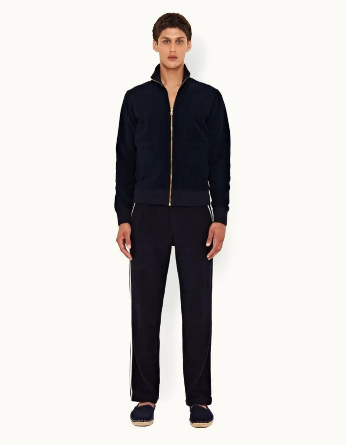 Men Orlebar Brown Trousers Sennan Towelling Night Iris