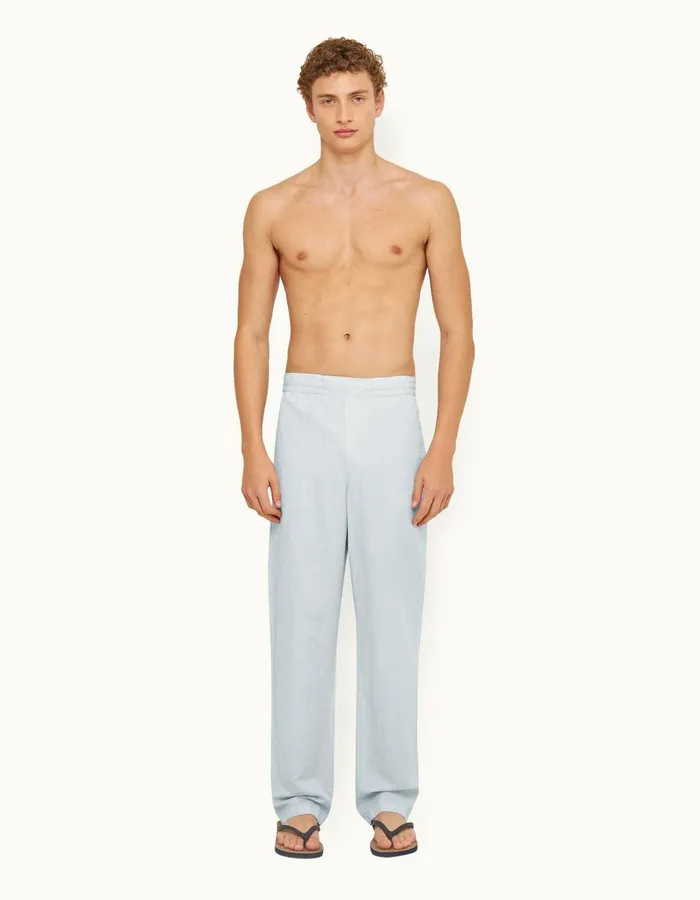 Men Orlebar Brown Trousers Sonoran Linen Serenity Blue Men Orlebar Brown Trousers Sonoran Linen Serenity Blue