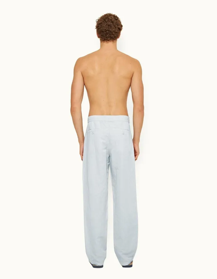 Men Orlebar Brown Trousers Sonoran Linen Serenity Blue Men Orlebar Brown Trousers Sonoran Linen Serenity Blue