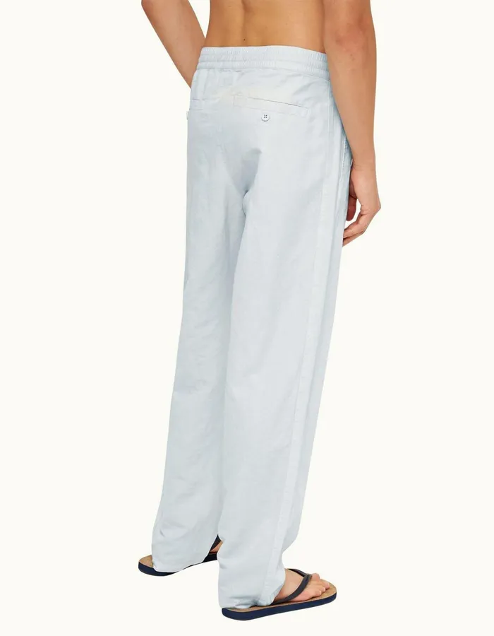 Men Orlebar Brown Trousers Sonoran Linen Serenity Blue Men Orlebar Brown Trousers Sonoran Linen Serenity Blue