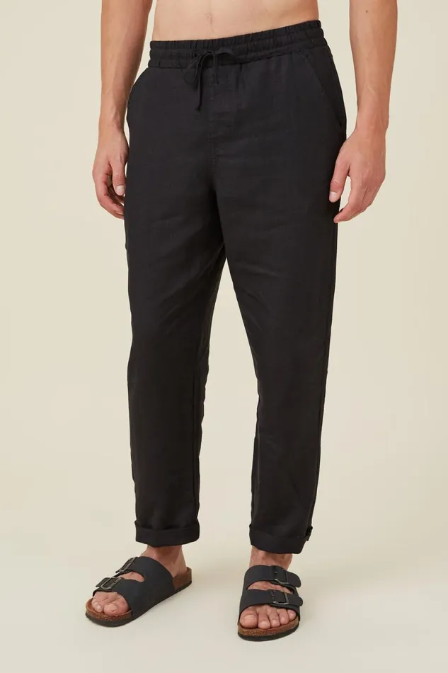 Men Pants Cotton On Linen Pant Black