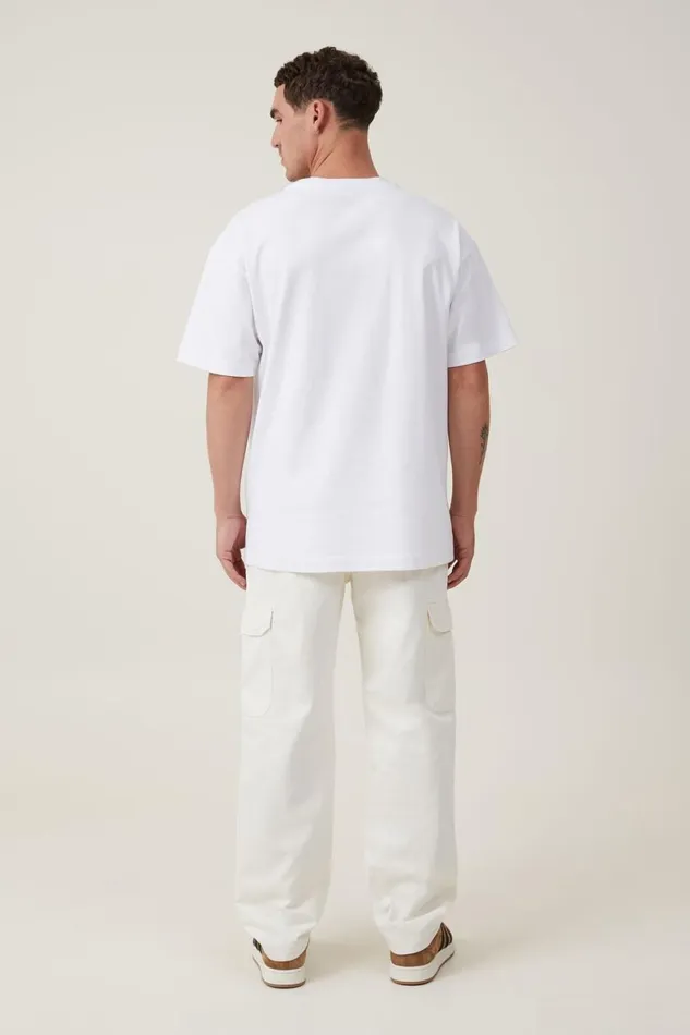 Men Pants Cotton On Tactical Cargo Pant Vintage Ecru Herringbone