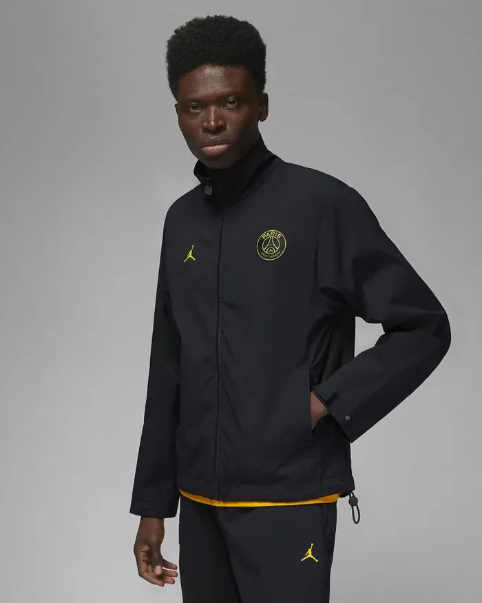 Men Paris SaintGermain Blacktour Yellowtour Yellow Nike Jackets