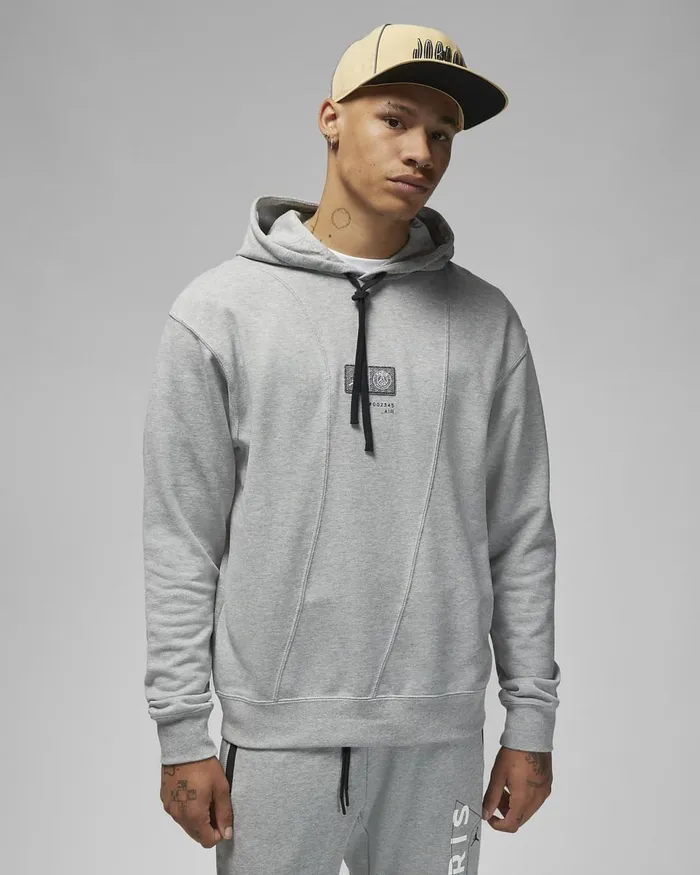 Men Paris SaintGermain Dark Grey Heatherwhite Nike Hoodies And Sweatshirts