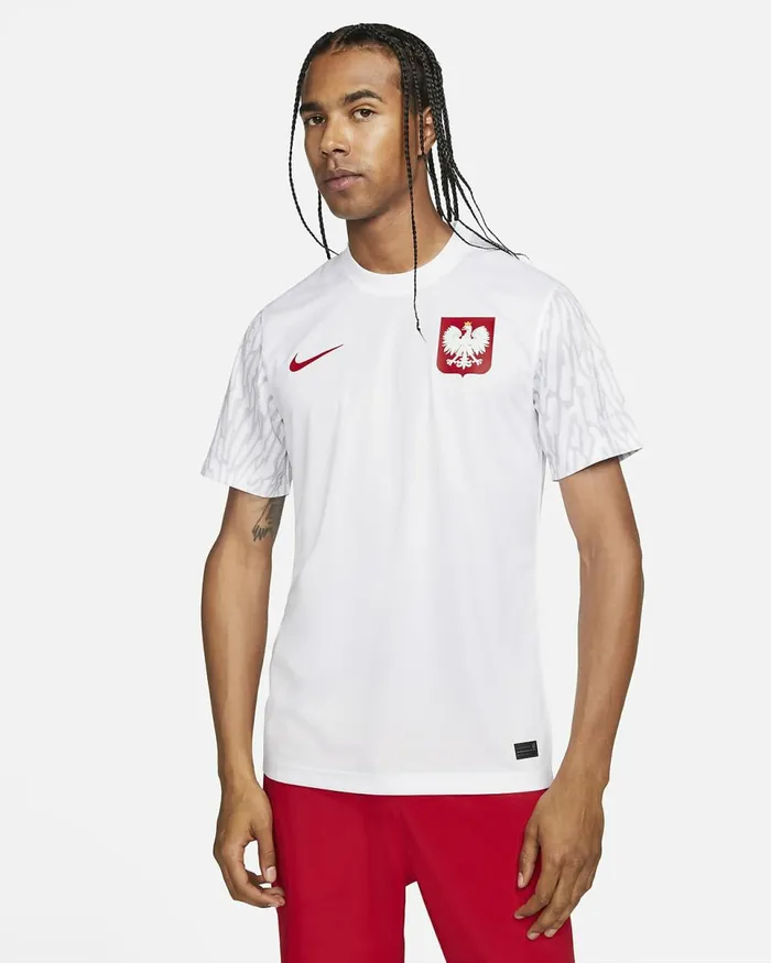 Men Poland 202223 Home Whitesport Red Nike Tops And TShirts