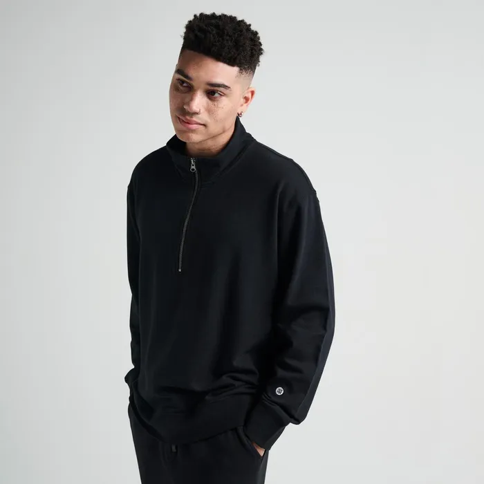 Men Shelter 12 Zip Butter Blend Pullover Black Stance Sweatshirts and Hoodies