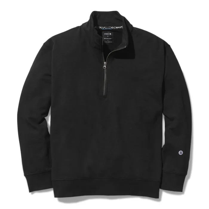Men Shelter 12 Zip Butter Blend Pullover Black Stance Sweatshirts and Hoodies