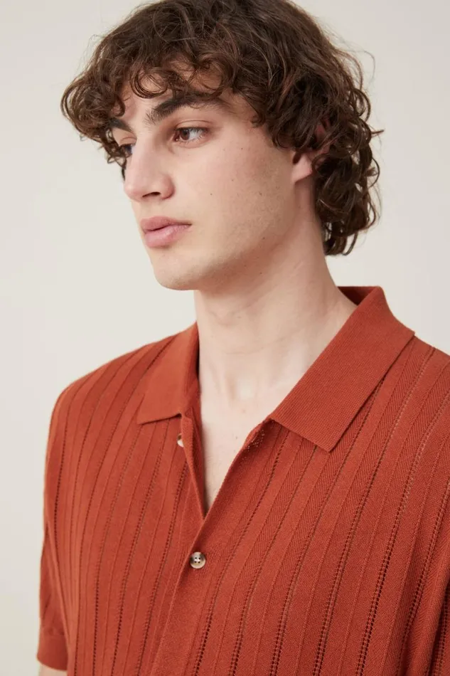 Men Shirts and Polos Cotton On Pablo Short Sleeve Shirt Clay Ladder