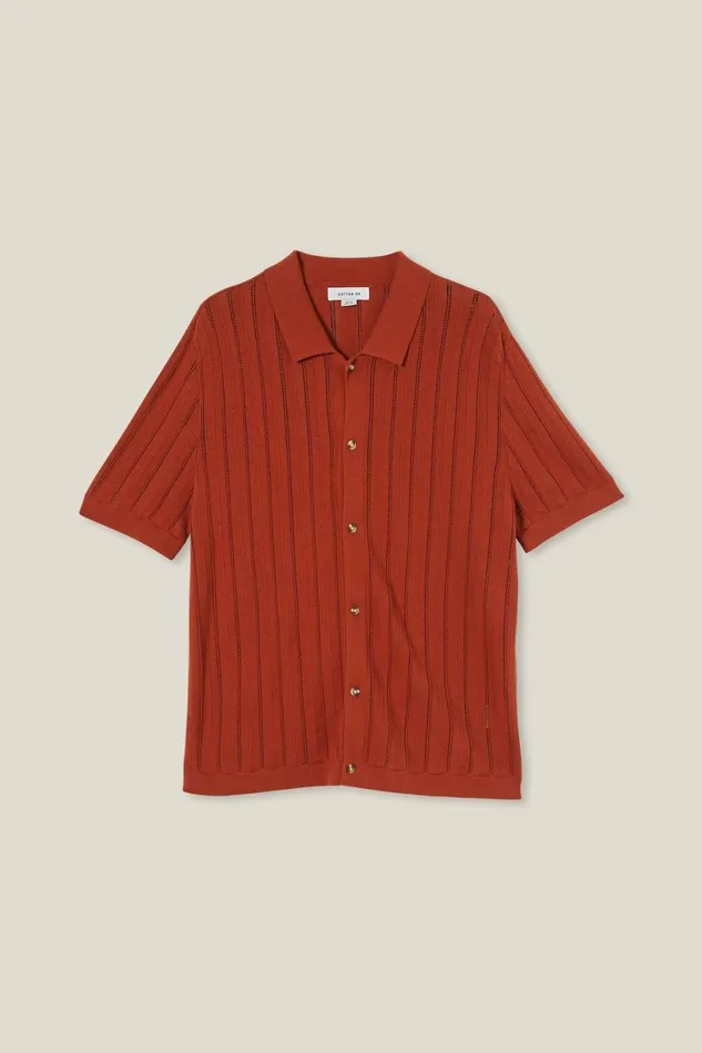 Men Shirts and Polos Cotton On Pablo Short Sleeve Shirt Clay Ladder