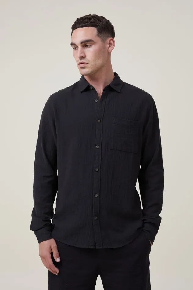 Men Shirts and Polos Cotton On Portland Long Sleeve Shirt Washed Black Cheesecloth Men Shirts and Polos Cotton On Portland Long Sleeve Shirt Washed Black Cheesecloth