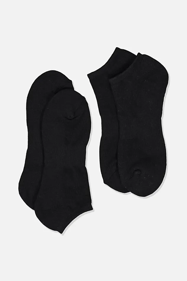 Men Socks and Underwear Cotton On Ankle Socks 2 Pack Black