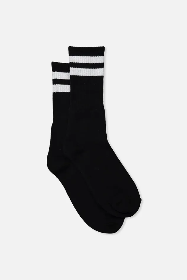 Men Socks and Underwear Cotton On Essential Sock Blacksport Stripe