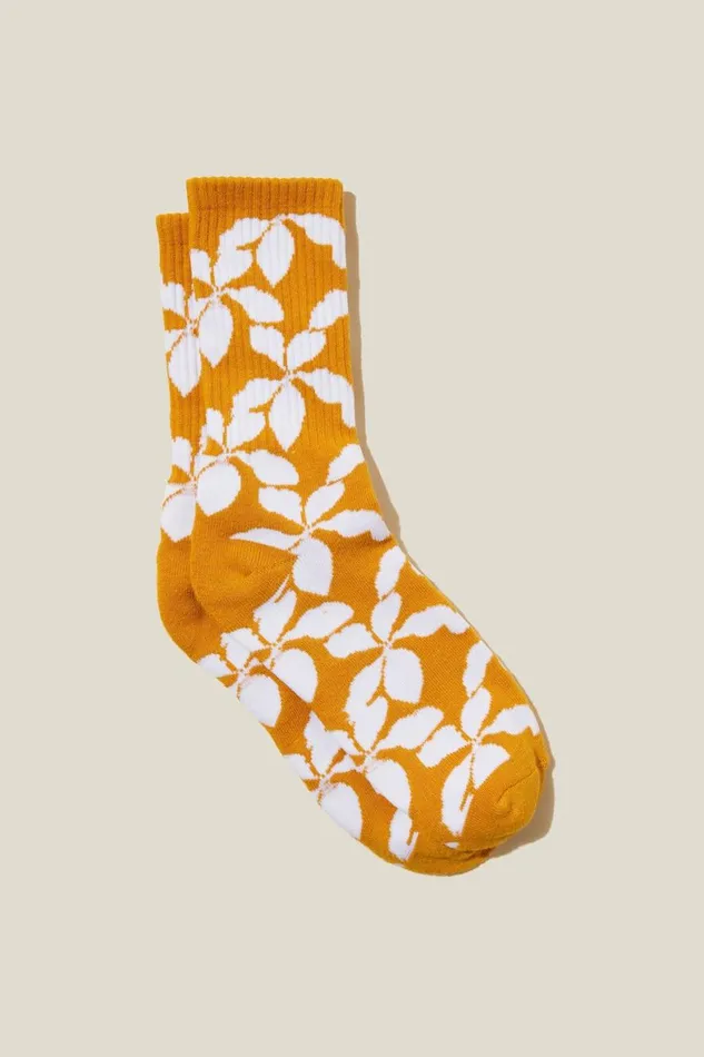 Men Socks and Underwear Cotton On Novelty Sock Golden Yellow Floral