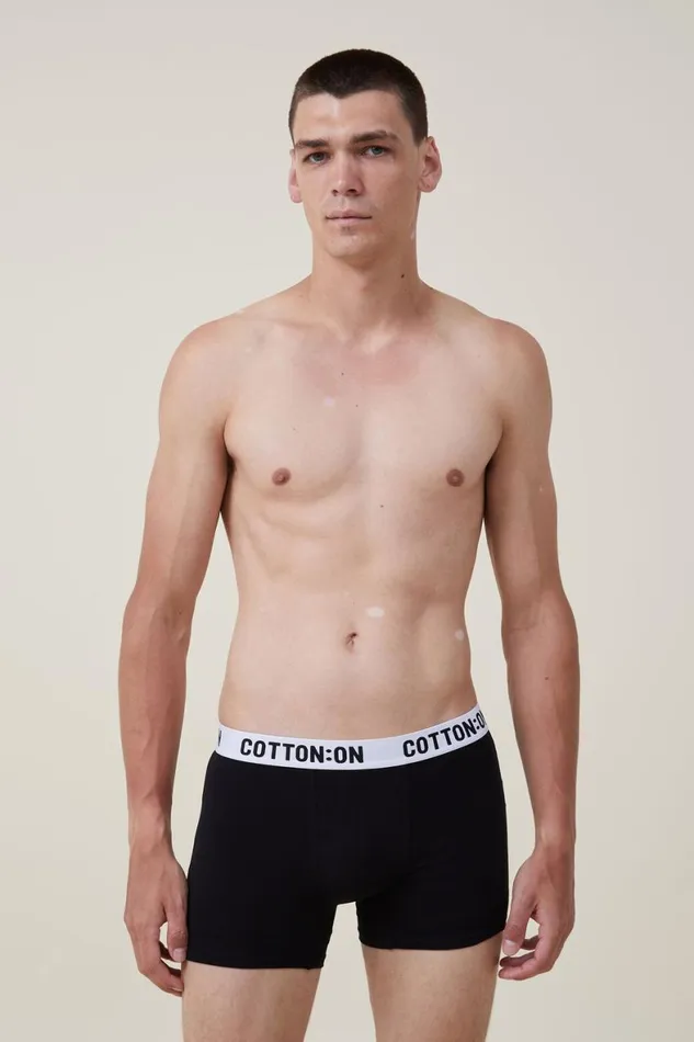 Men Socks and Underwear Cotton On Organic Cotton Trunks Blackwhiteblack
