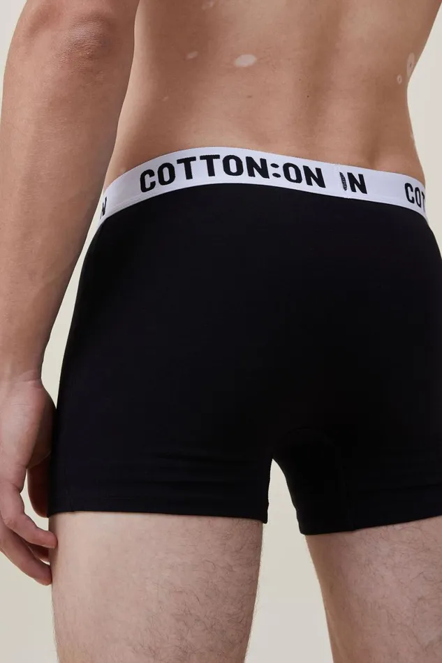 Men Socks and Underwear Cotton On Organic Cotton Trunks Blackwhiteblack
