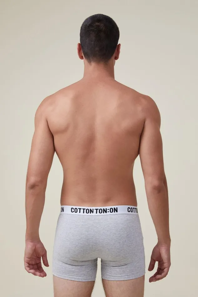 Men Socks and Underwear Cotton On Organic Cotton Trunks Light Grey Marlewhiteblack