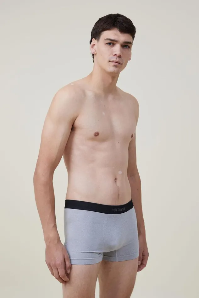 Men Socks and Underwear Cotton On Seamless Trunks Light Grey Marleblack