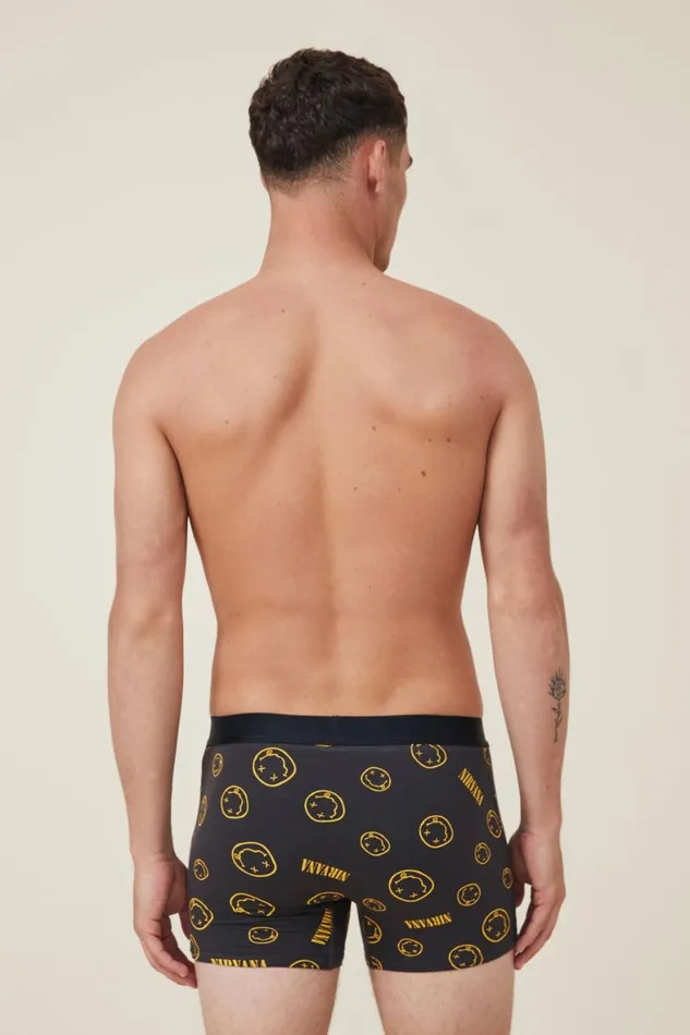 Men Socks and Underwear Cotton On Special Edition Trunks Lcn Mt Washed Blacknirvana Smiley